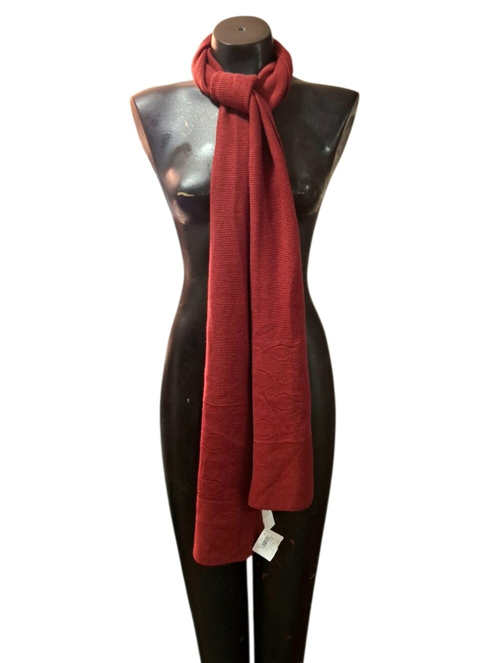 Coach Classic Dark Red Knit Scarf NWT Unisex OS Preppy Fall City Outdoor